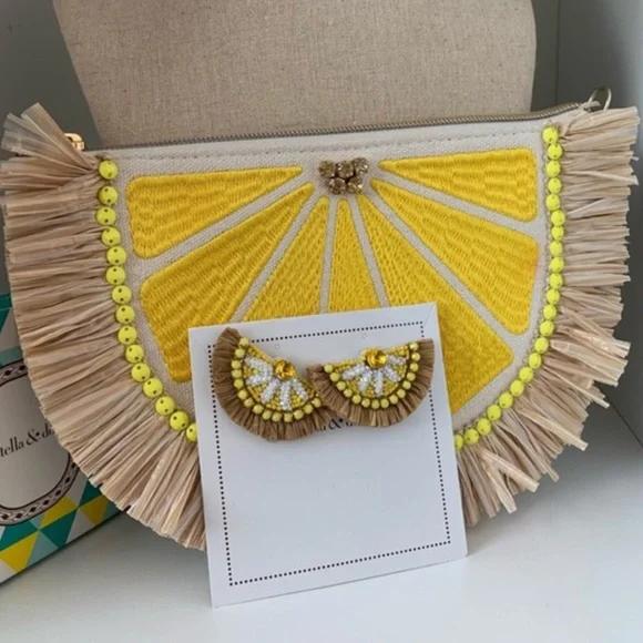 :: S&D🍋LTD EDITION Raffia🍋Lemon Drop Earrings - Picture 7 of 10